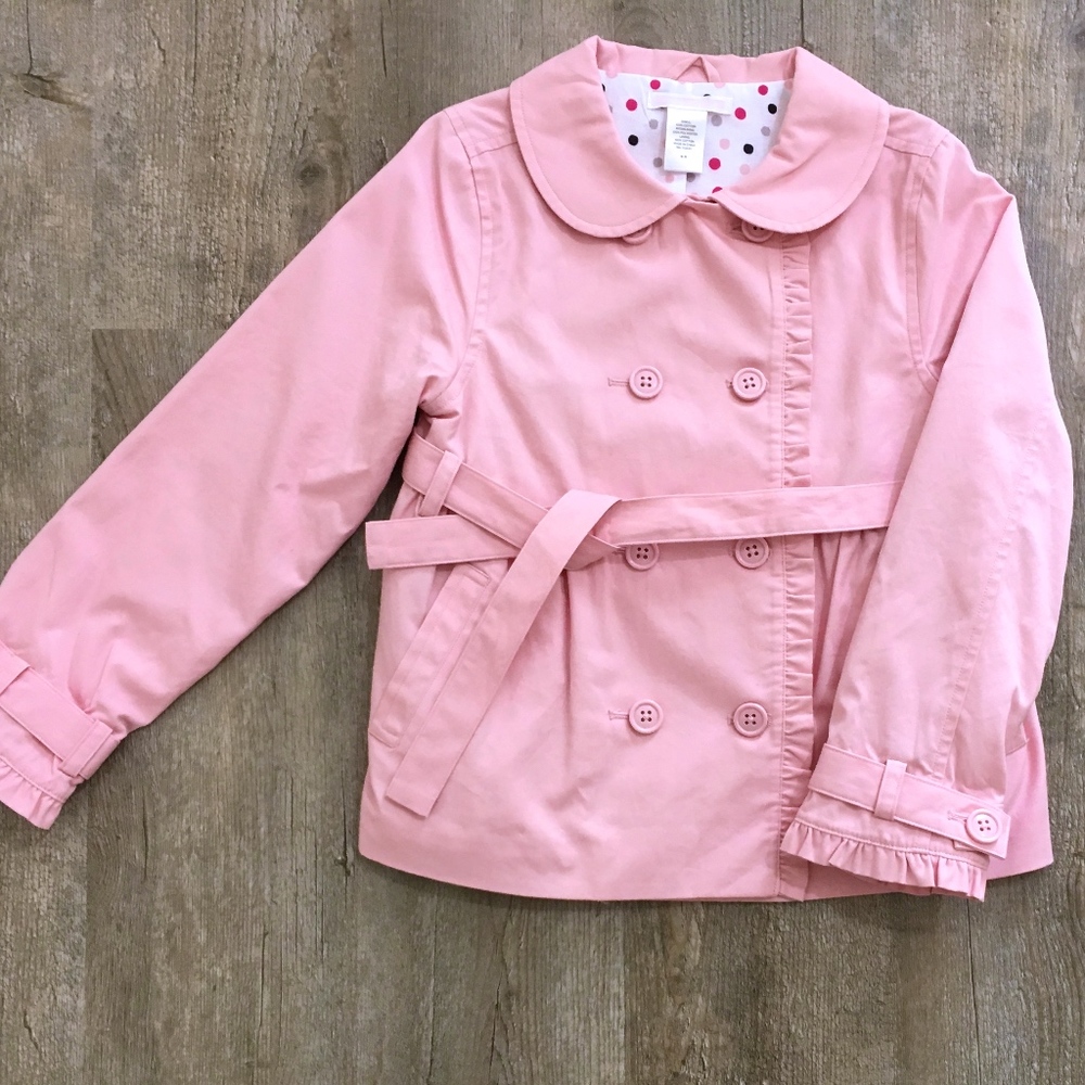 Janie & Jack Girls Pink Jacket, Ruffle Trim, Like New